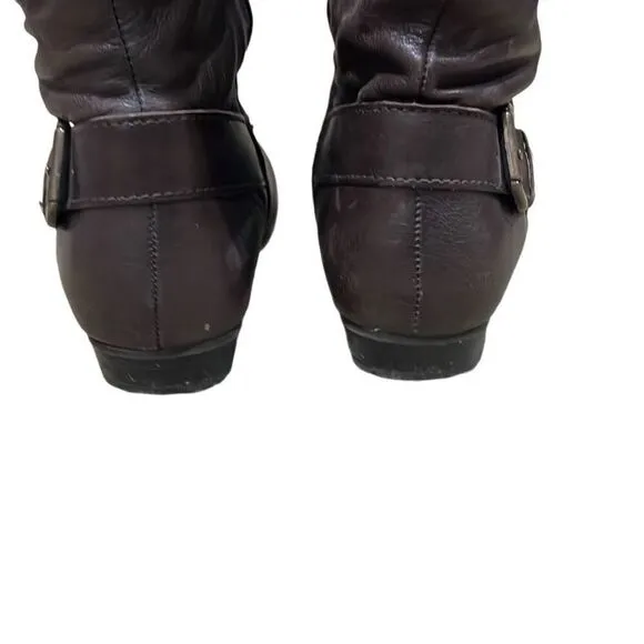 Aldo Women’s 6.5 37 Tall Over the Calf Brown Boots with Full Side Zip