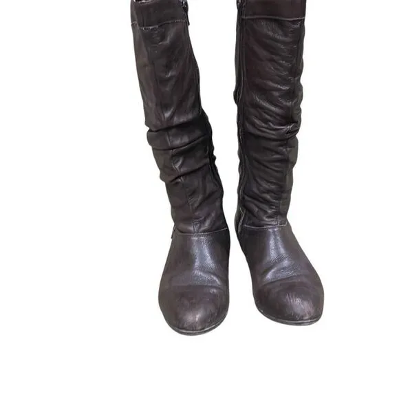 Aldo Women’s 6.5 37 Tall Over the Calf Brown Boots with Full Side Zip