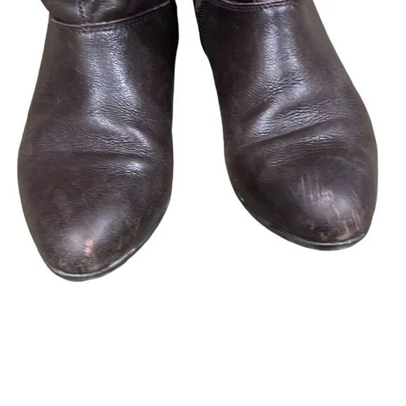 Aldo Women’s 6.5 37 Tall Over the Calf Brown Boots with Full Side Zip