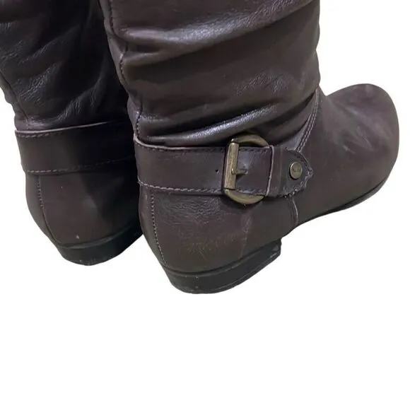 Aldo Women’s 6.5 37 Tall Over the Calf Brown Boots with Full Side Zip