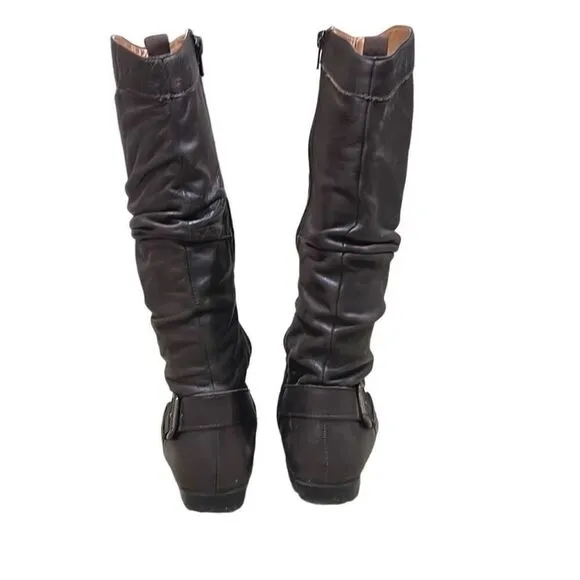 Aldo Women’s 6.5 37 Tall Over the Calf Brown Boots with Full Side Zip