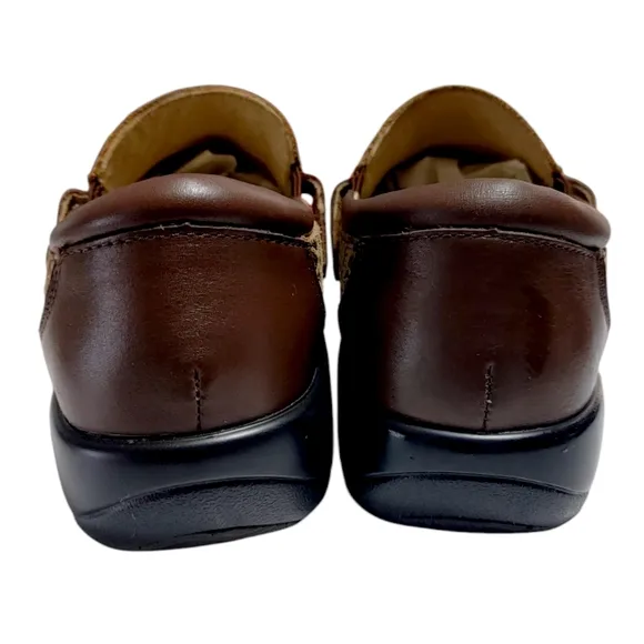 Alegria Brown Leather Snake Pattern Slip On Comfort Clogs Womens Size 39 - 9