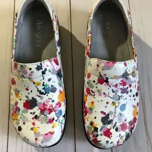 Alegria Keli Pollack paint splatter shoes SZ 36 = 6 - 6.5 slip on leather