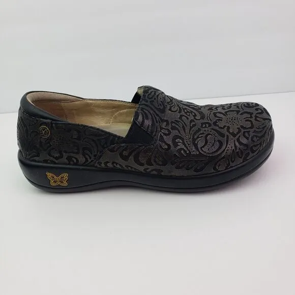 Alegria Keli Womens Size EU 38 US 8-8.5 Black Bronze Slip On Clog Shoes Kel-184