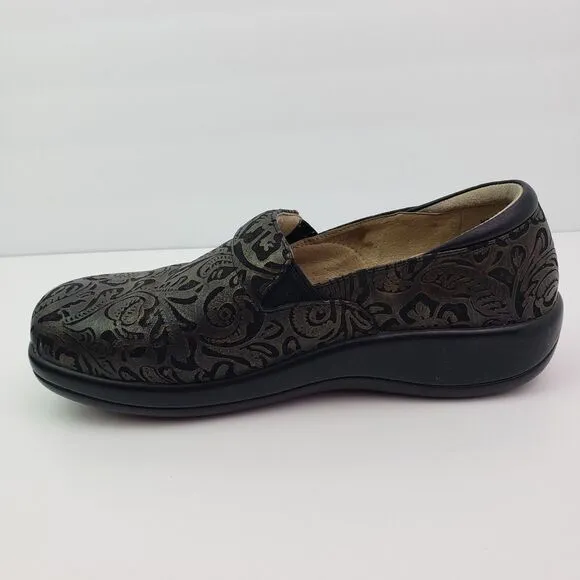 Alegria Keli Womens Size EU 38 US 8-8.5 Black Bronze Slip On Clog Shoes Kel-184