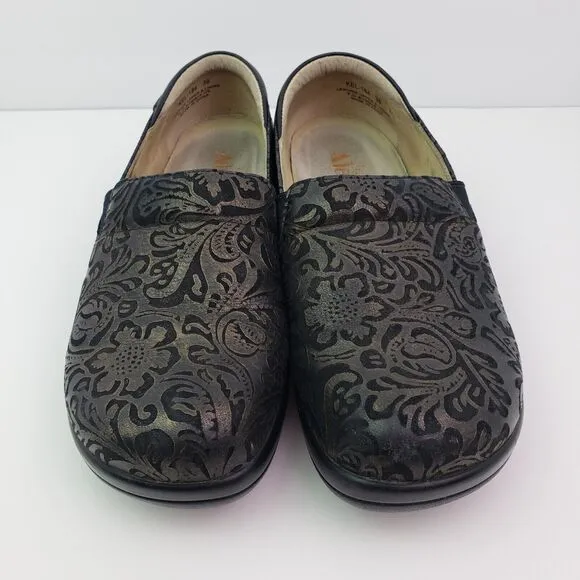 Alegria Keli Womens Size EU 38 US 8-8.5 Black Bronze Slip On Clog Shoes Kel-184