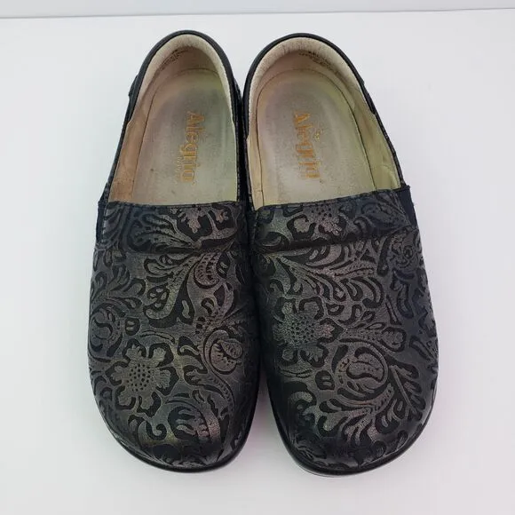Alegria Keli Womens Size EU 38 US 8-8.5 Black Bronze Slip On Clog Shoes Kel-184