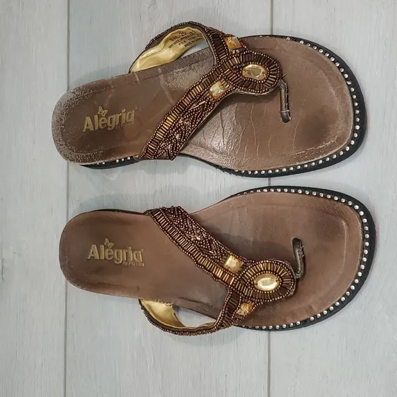 Alegria Women Comfort BAL-201 Baliwood  Thong Flats Sandals Shoes sz 37/7-7.5