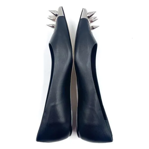 Alexander McQueen Spike Stud Ballet Flats Black Leather Pointed Sz 36 / 6 US