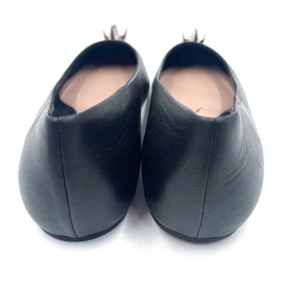 Alexander McQueen Spike Stud Ballet Flats Black Leather Pointed Sz 36 / 6 US