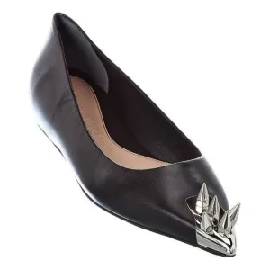 Alexander McQueen Spike Stud Ballet Flats Black Leather Pointed Sz 36 / 6 US