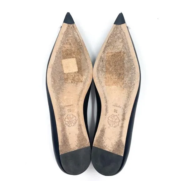 Alexander McQueen Spike Stud Ballet Flats Black Leather Pointed Sz 36 / 6 US