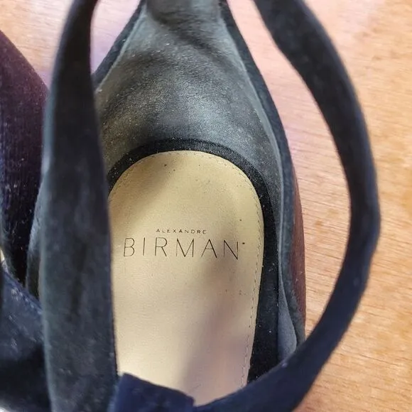 ALEXANDRE BIRMAN black d'orsay round toe tie ankle flats shoes 8.5/39