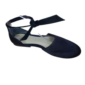 ALEXANDRE BIRMAN black d'orsay round toe tie ankle flats shoes 8.5/39