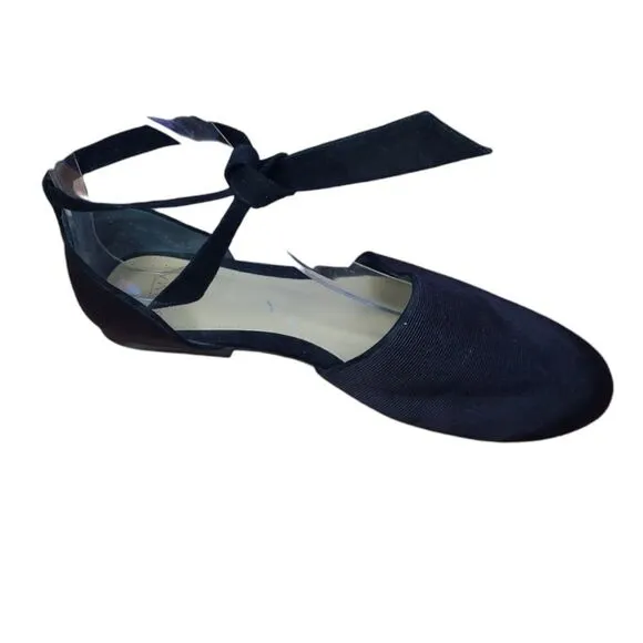 ALEXANDRE BIRMAN black d'orsay round toe tie ankle flats shoes 8.5/39