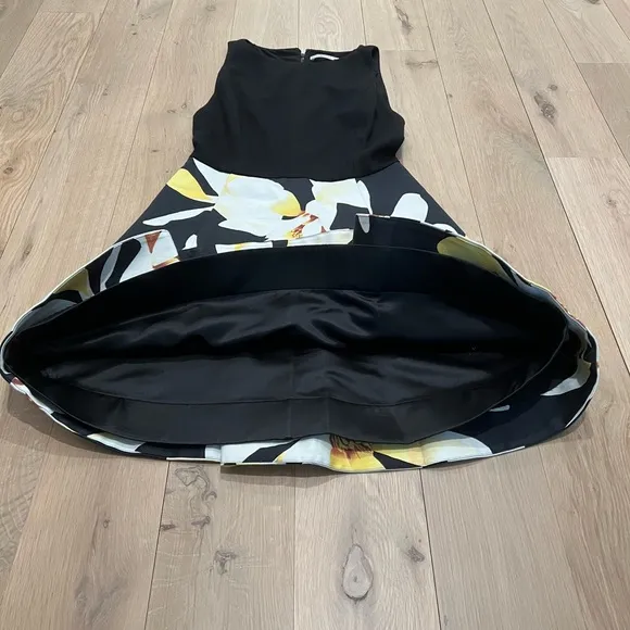 Alice   Olivia Kourtney Sleeveless Fit   Flare Pleated Floral Skirt Mini Dress 2