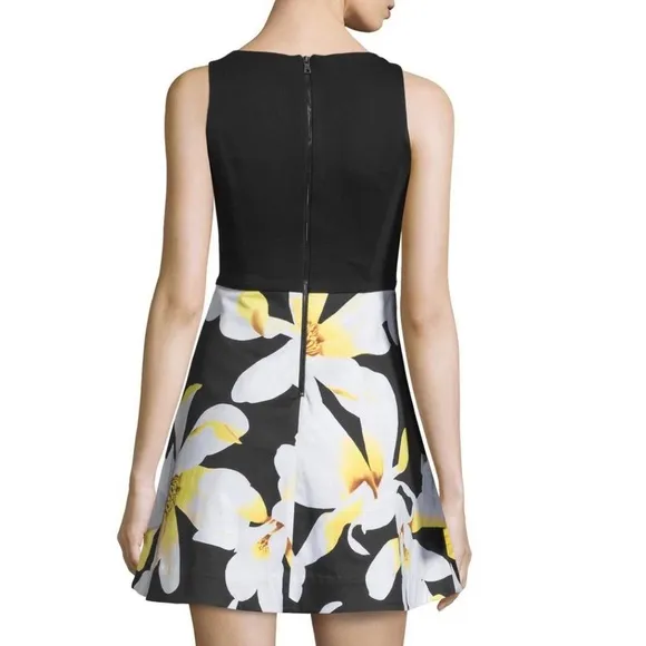 Alice   Olivia Kourtney Sleeveless Fit   Flare Pleated Floral Skirt Mini Dress 2