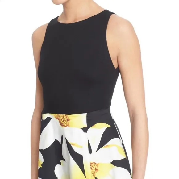 Alice   Olivia Kourtney Sleeveless Fit   Flare Pleated Floral Skirt Mini Dress 2