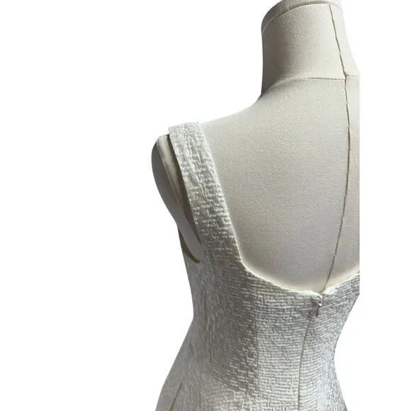Alice Walk White Textured Fit &amp; Flare Dress