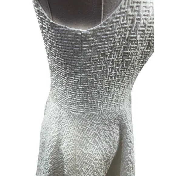 Alice Walk White Textured Fit &amp; Flare Dress