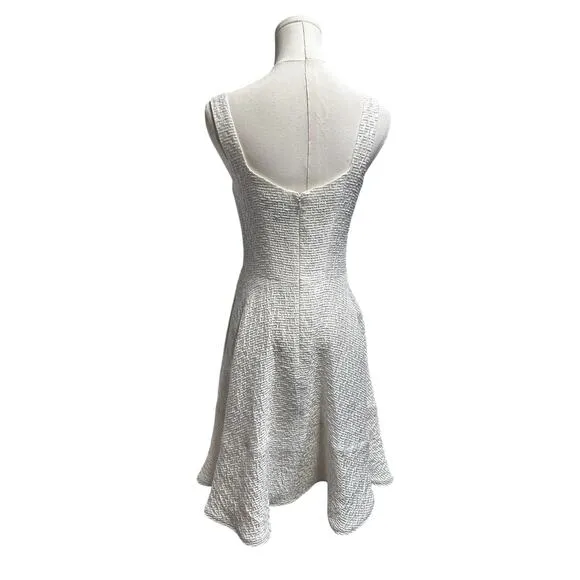 Alice Walk White Textured Fit &amp; Flare Dress