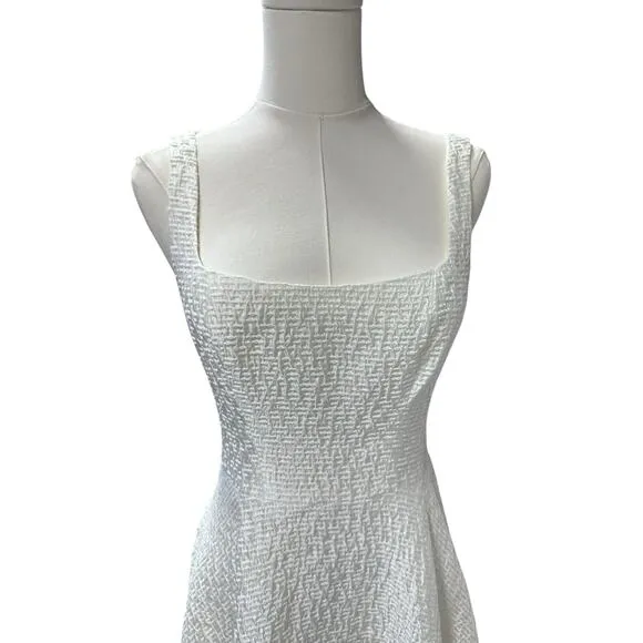 Alice Walk White Textured Fit &amp; Flare Dress