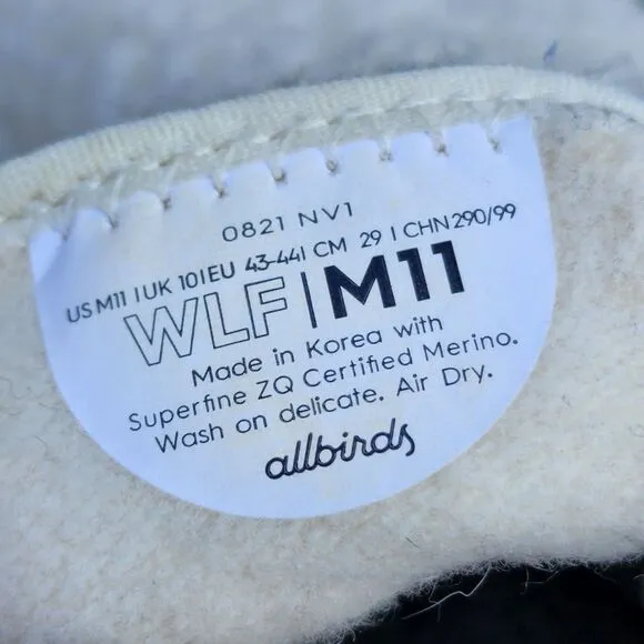 ALLBIRDS SHERPA - Mens Slip On - SIZE 11