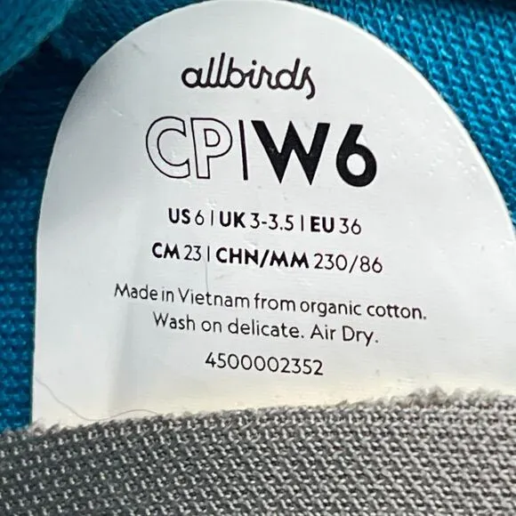 Allbirds Shoes Womens Size 6 Canvas Pacers Thrive Clarity Blue Everyday Sneakers