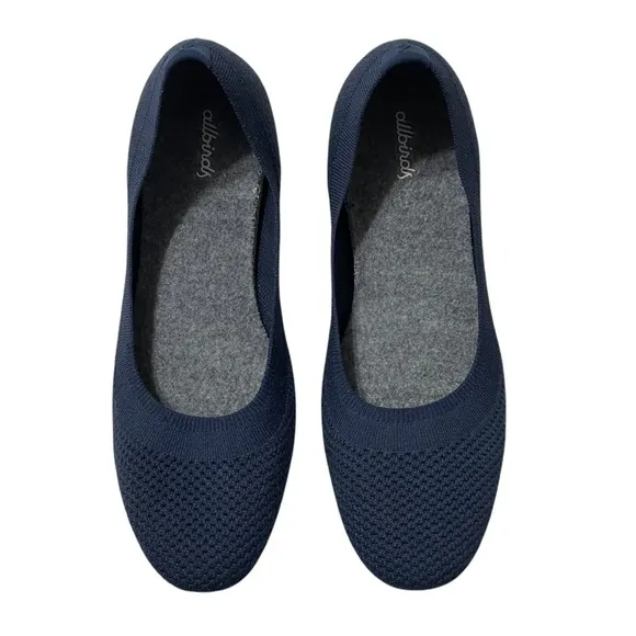 Allbirds Tree Breezers Ballet Flats Knit Navy Blue Size 10 Comfort