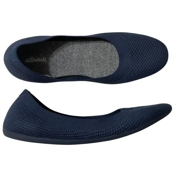 Allbirds Tree Breezers Ballet Flats Knit Navy Blue Size 10 Comfort