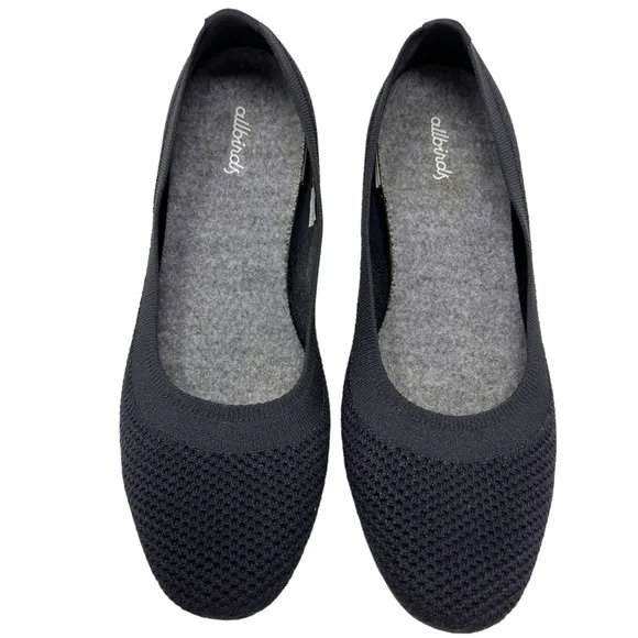 AllBirds Tree Breezers Black Knit Slip On Ballet Flats Size 10 Washable