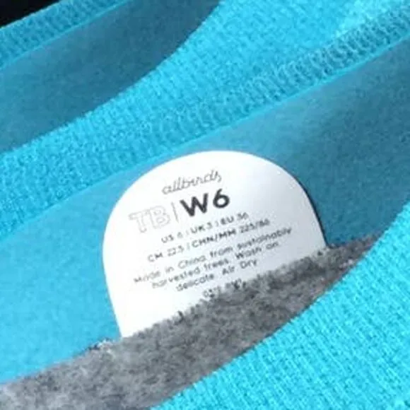 Allbirds Tree Breezers Women's Size 6 Caribbean Blue Slip On Ballet Flats Shoes