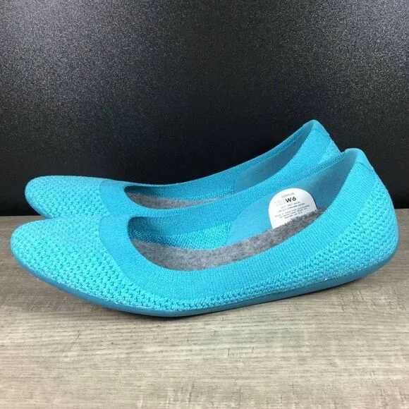 Allbirds Tree Breezers Women's Size 6 Caribbean Blue Slip On Ballet Flats Shoes