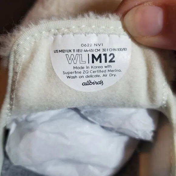 Allbirds Wool Lounger Fluff Natural White Men's Size 12 NEW Slip-On Loafer