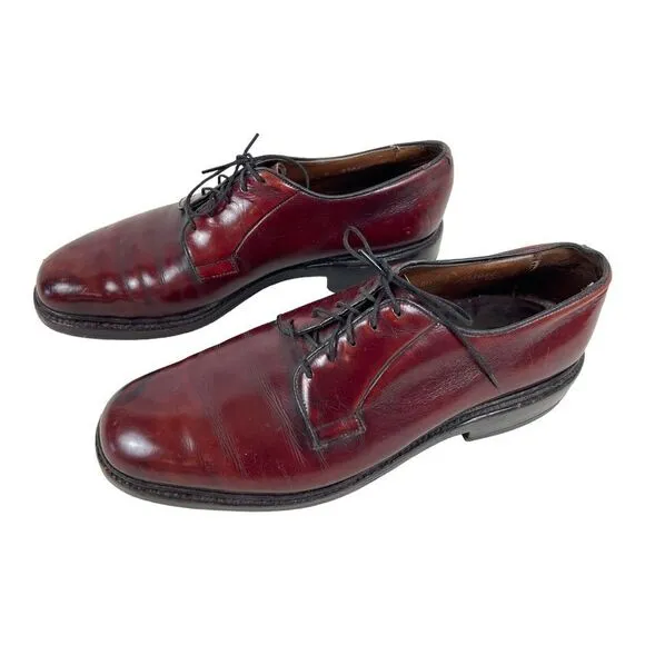 Allen Edmonds Alpine Plain Toe Derby  Mahogany Red Leather Sz US 8.5 made in USA