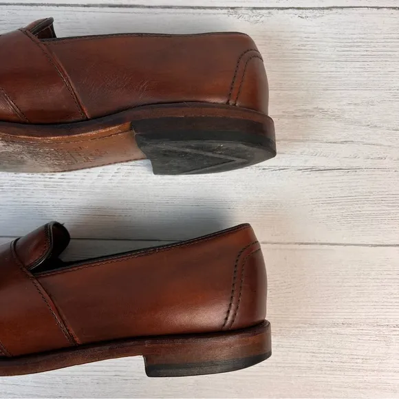 Allen Edmonds &quot;RANDOLPH&quot; Leather Slip-On Penny Loafers 9.5 C - Chestnut Brown