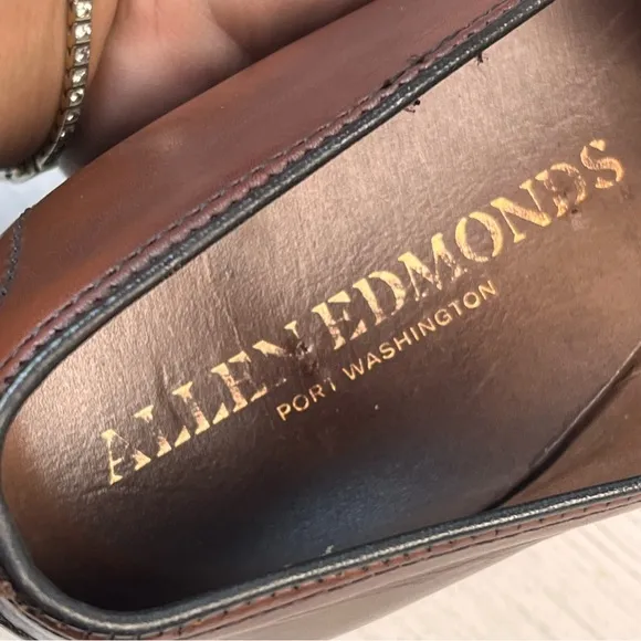 Allen Edmonds &quot;RANDOLPH&quot; Leather Slip-On Penny Loafers 9.5 C - Chestnut Brown
