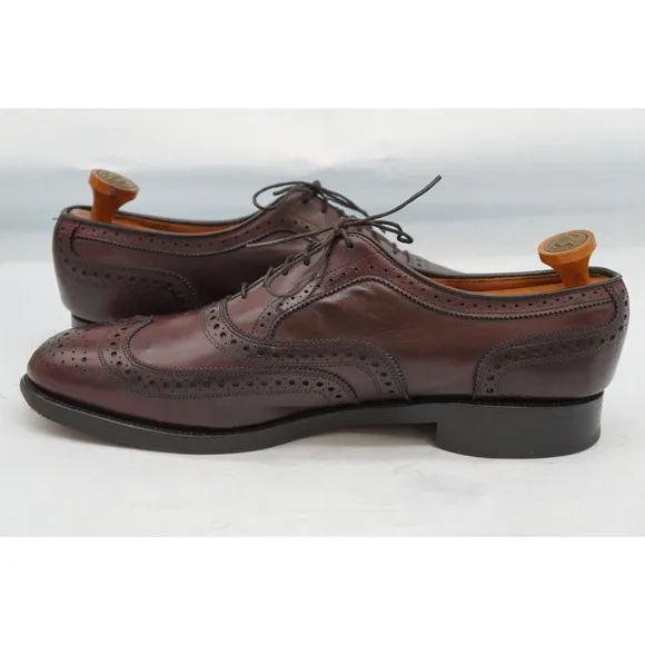 Allen Edmonds Barrington Burgundy Leather Wingtip Blucher Dress Shoe SZ 12 D