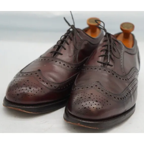 Allen Edmonds Barrington Burgundy Leather Wingtip Blucher Dress Shoe SZ 12 D