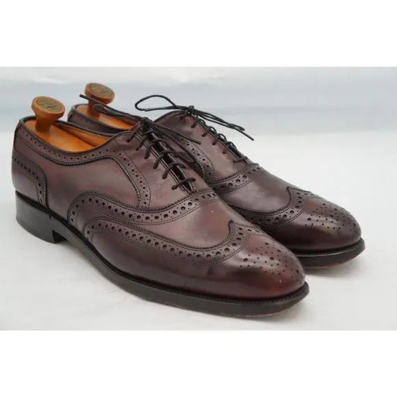 Allen Edmonds Barrington Burgundy Leather Wingtip Blucher Dress Shoe SZ 12 D