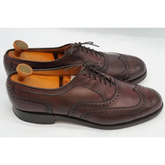 Allen Edmonds Barrington Burgundy Leather Wingtip Blucher Dress Shoe SZ 12 D