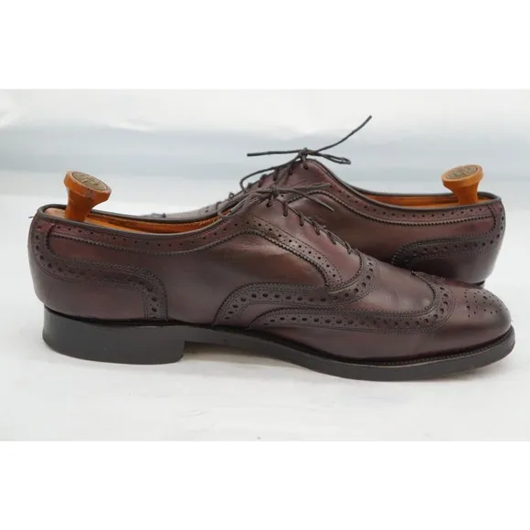 Allen Edmonds Barrington Burgundy Leather Wingtip Blucher Dress Shoe SZ 12 D