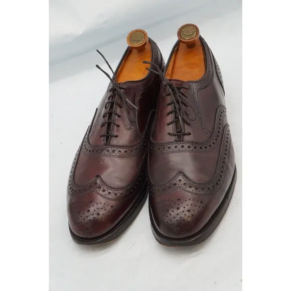 Allen Edmonds Barrington Burgundy Leather Wingtip Blucher Dress Shoe SZ 12 D