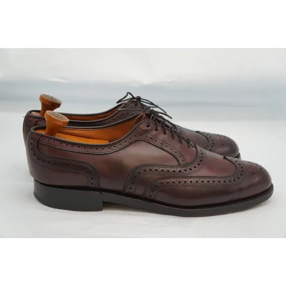 Allen Edmonds Barrington Burgundy Leather Wingtip Blucher Dress Shoe SZ 12 D