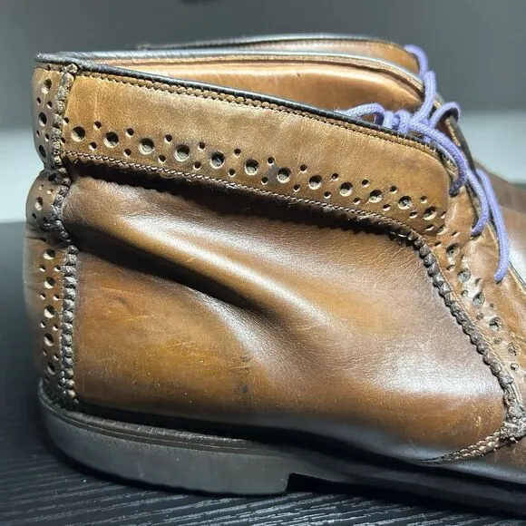 Allen Edmonds Bellevue Brown Leather Mens Chukka Ankle Boots Lace Up Size 12 3E