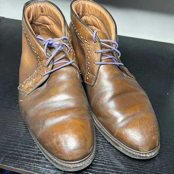 Allen Edmonds Bellevue Brown Leather Mens Chukka Ankle Boots Lace Up Size 12 3E