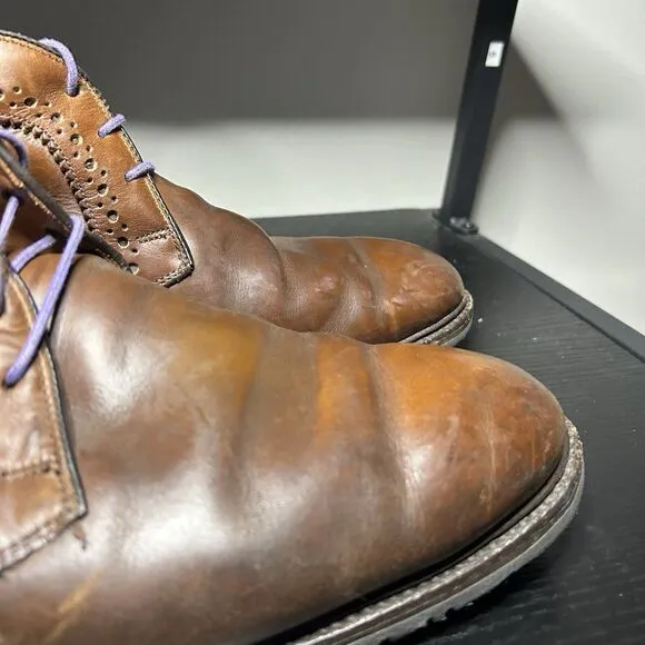 Allen Edmonds Bellevue Brown Leather Mens Chukka Ankle Boots Lace Up Size 12 3E