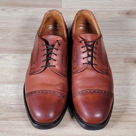 Allen Edmonds Benton Derby Shoes Men Size 8.5 D Brown Leather Cap Toe Brogue