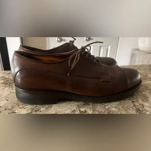 Allen Edmonds Bergland Brown Leather‎ Cap Toe Derby Dress Shoes 9.5 3E #6551 USA