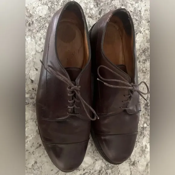 Allen Edmonds Bergland Brown Leather‎ Cap Toe Derby Dress Shoes 9.5 3E #6551 USA